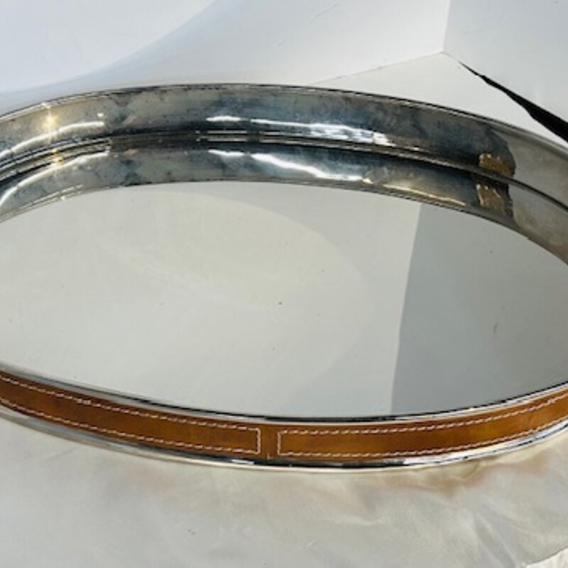 Oval BarTray Leather Trim