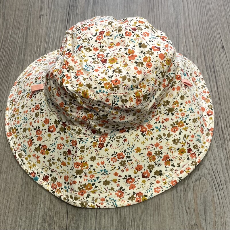 Reversible Bucket Hat, Floral,/Coral Size: 1- 2Y
