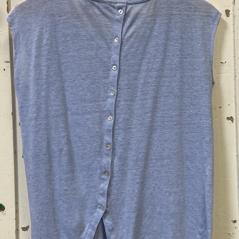Blu Linen Bttn Bck Tee<br />
Blue<br />
Size: S R $55
