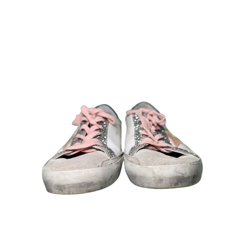 Golden Goose Hi Star Iridescent Sneakers<br />
<br />
Size: 39<br />
<br />
In very good condition. Some very minor wear on soles.<br />
<br />
Does not come with original box or bag.