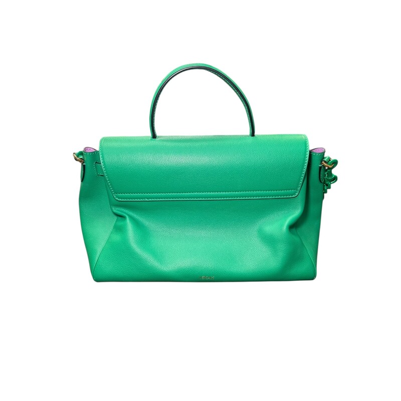 Versace La Medusa Calfskin Large Green<br />
<br />
Code: 041CA85A986A80<br />
<br />
Dimensions:<br />
Base length: 13.75 in<br />
Height: 11.00 in<br />
Width: 5.25 in<br />
Drop: 3.75 in<br />
Drop: 11.25 in<br />
Drop: 17.50 in<br />
<br />
In very good condtion. Light wear to the corners. Marks in the interior.<br />
<br />
Does not come with the original dust bag or box.