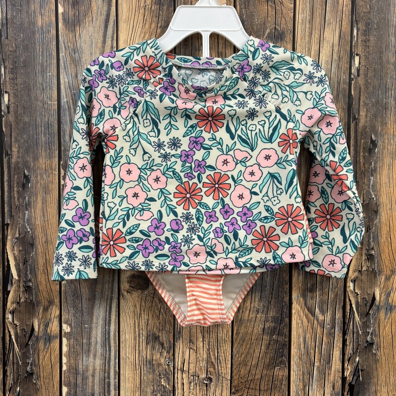 Floral 2 Piece Swimsuit, Size: 2T