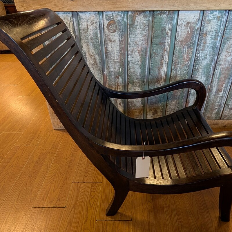 Warisan Lazy Chair, Slats, Sloped<br />
Dark Brown Stain<br />
27w x 36d x 37h
