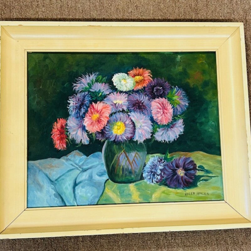 Dahlias In Vase Oil