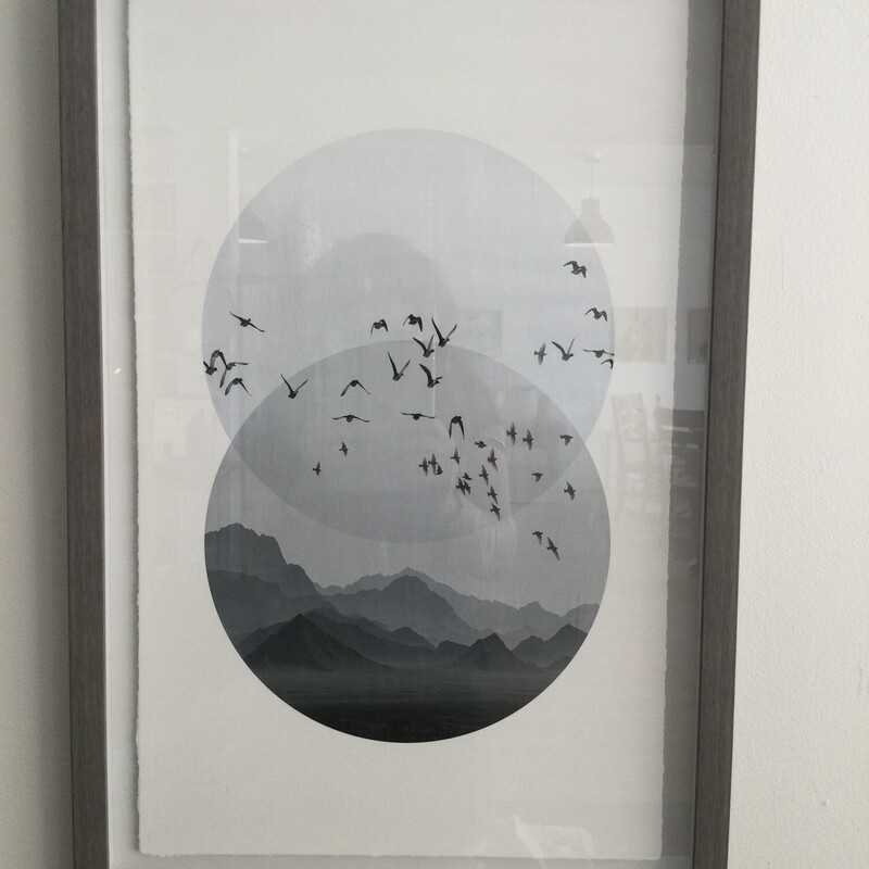 Framed Moutain Skyscape,
Gray/White,
Size: 24 X 16 In