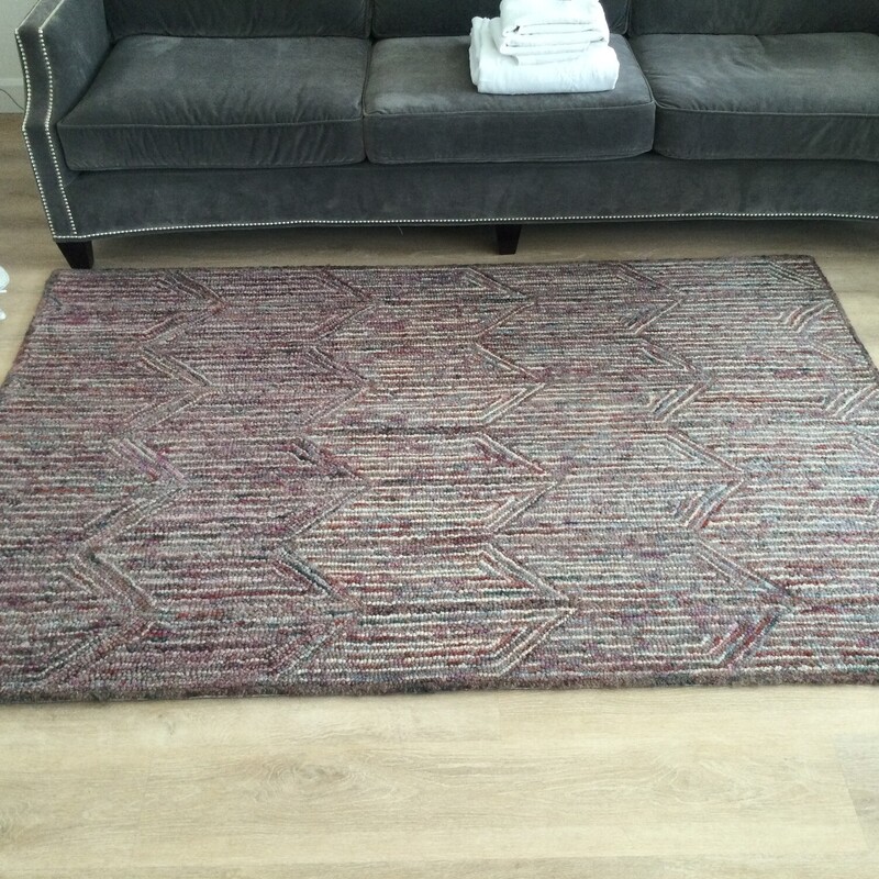 Wool Area Rug,
Mauve/Multi,
Size: 86.5 X 58 In