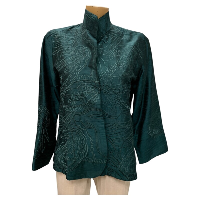Anu Jacket 100% Silk, Teal, Size: M