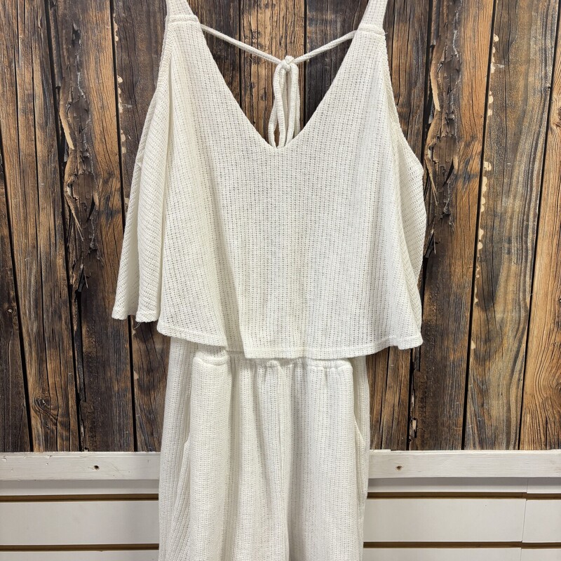 Cream Crochet Romper, Size: M