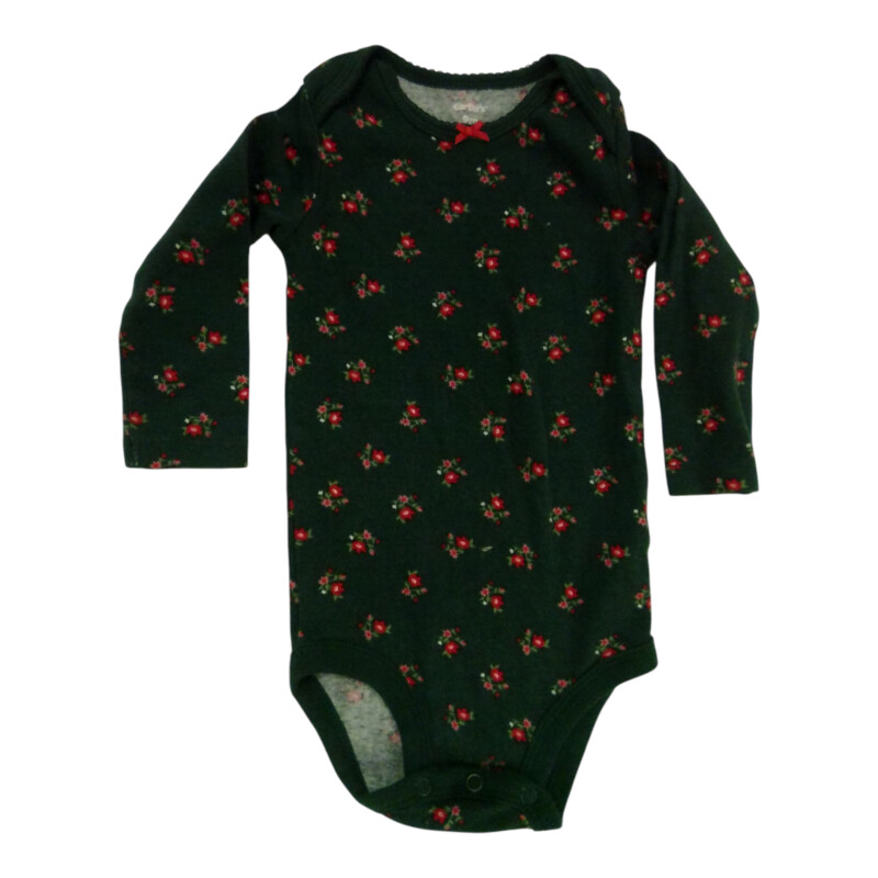 LS Onesie: Green/Flowers