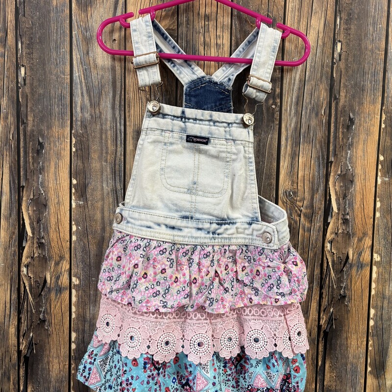 Denim Patterned Overalls, Size: 4T