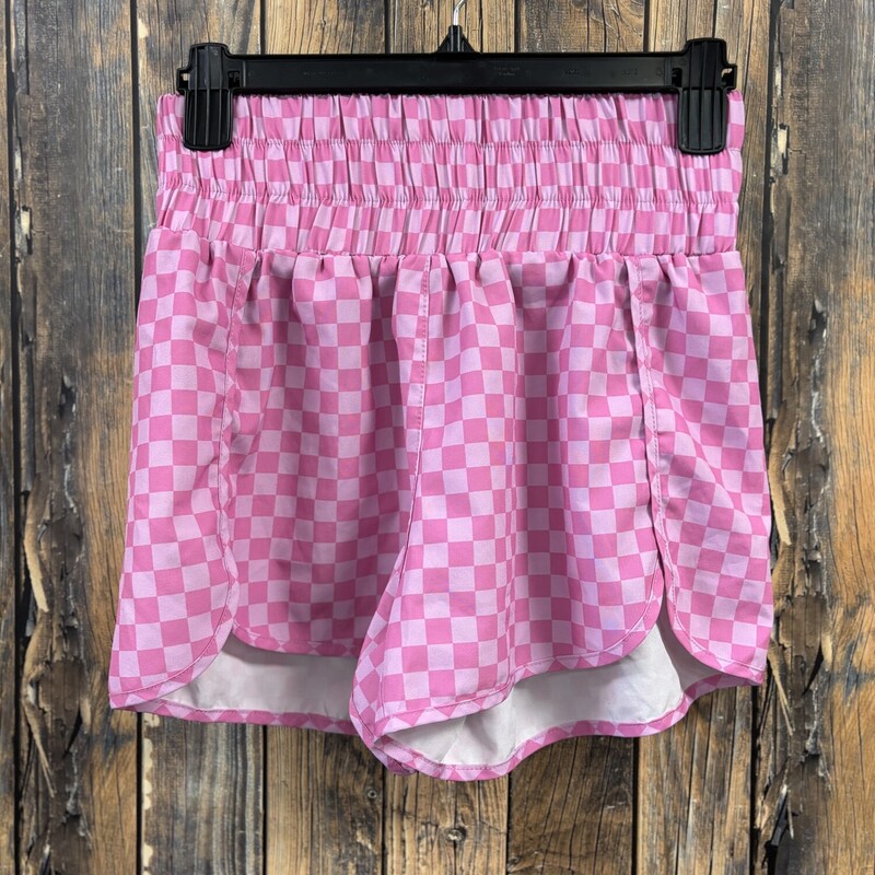 Pink Checkered Pink Lily Shorts, Size: S