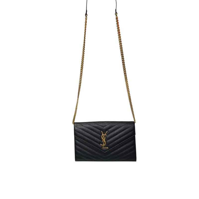 YSL Classic Cassandre WOC<br />
<br />
Date Code: HPP3777828.0222<br />
<br />
Dimensions:<br />
Length: 8.75 in<br />
Height: 5.5 in<br />
Width: 1.5 in<br />
Drop: 19 in<br />
<br />
In good condition. Wear to the leather and scratching to the hardware.<br />
<br />
Comes with the original dust bag and box.