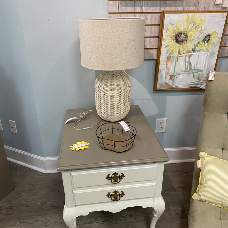 Beige White End Table