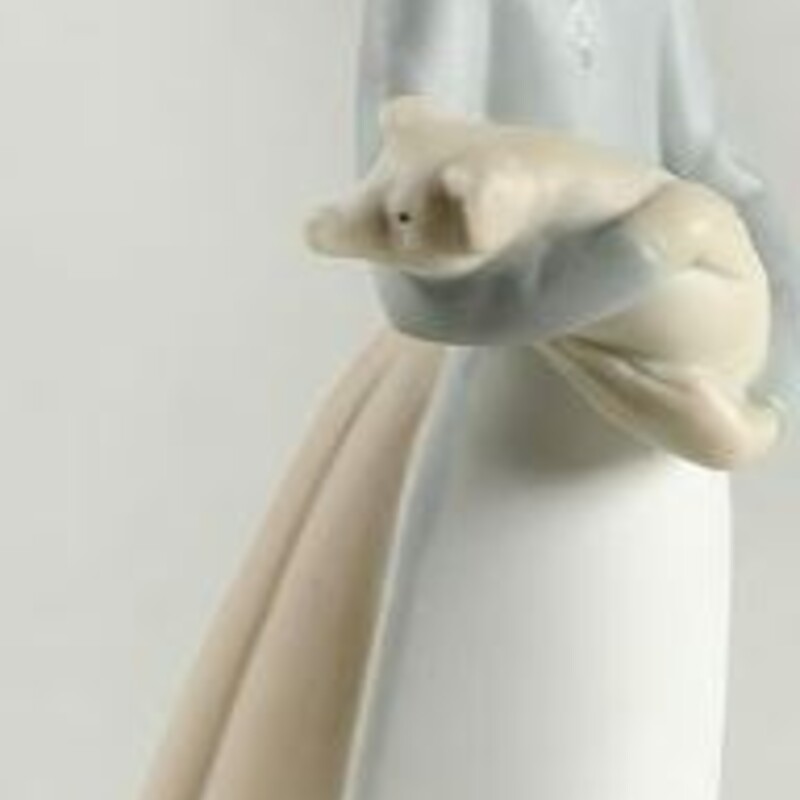 Lladro Girl Holding Pig