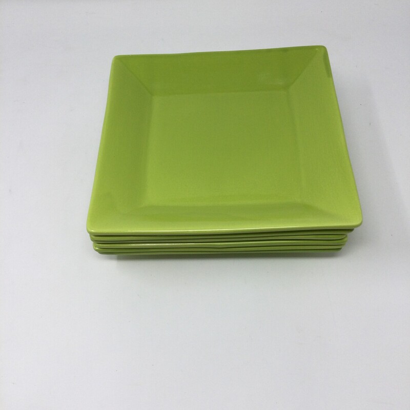 Set 6 Pier 1 Square Plates, Green, Size: 8X8