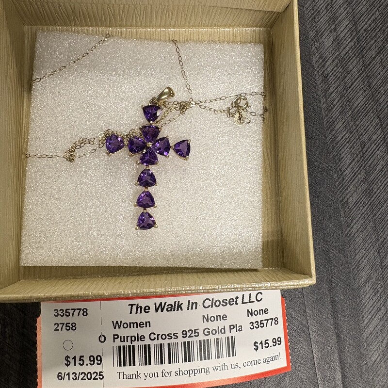 Purple Cross 925 Gold Pla