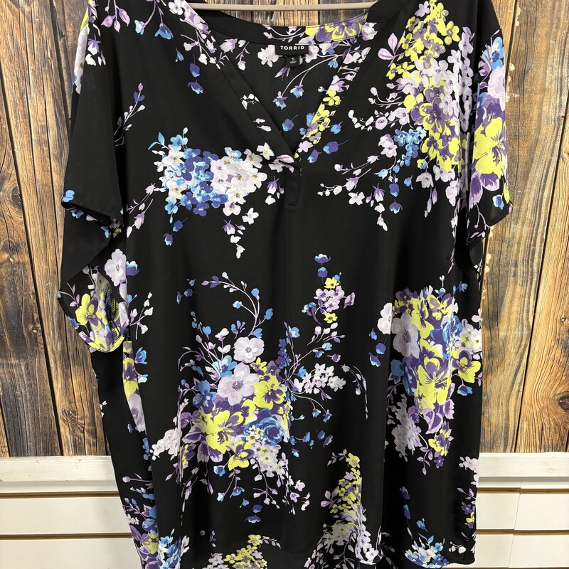 Torrid Black Flower Dress, Size: 5XL
