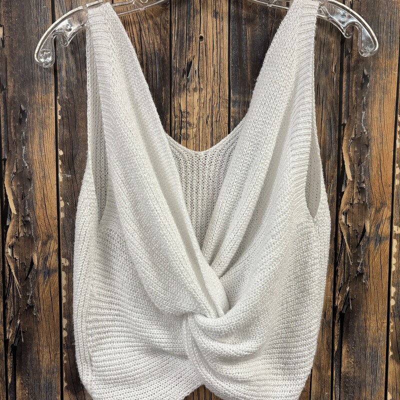 White V Neck Sweater Tank, Size: M