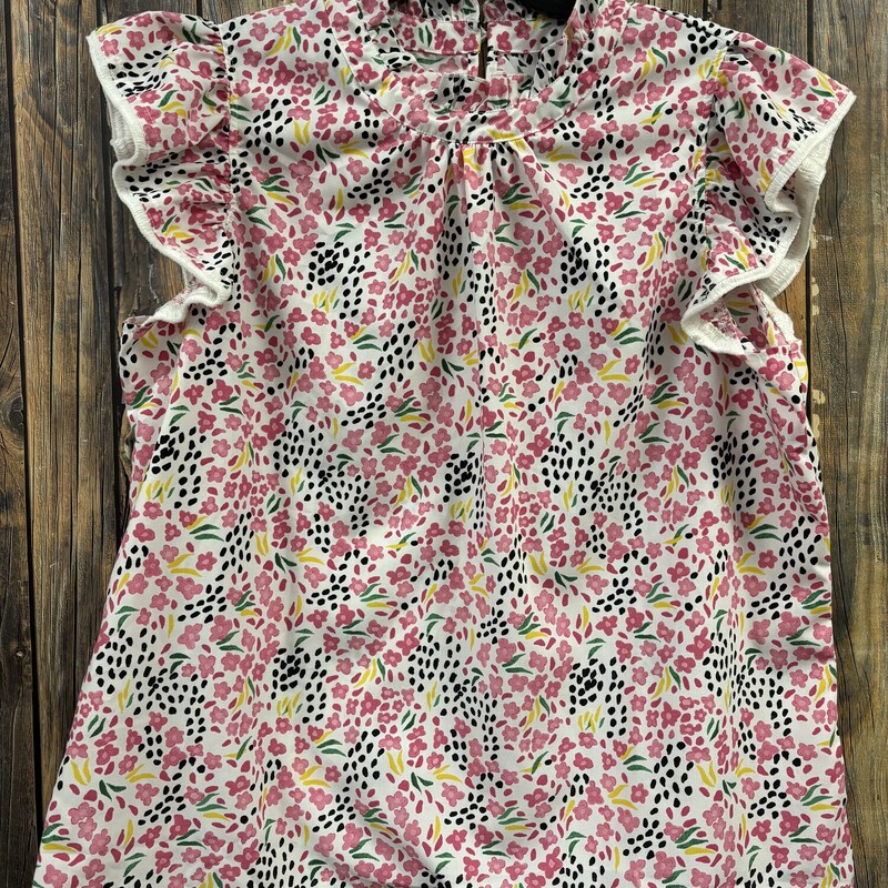 Pink Flower Ruffle Top, Size: XL