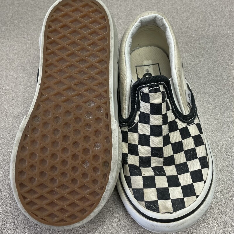 Vans Slip On Shoes, Blk/whit, Size: 6T