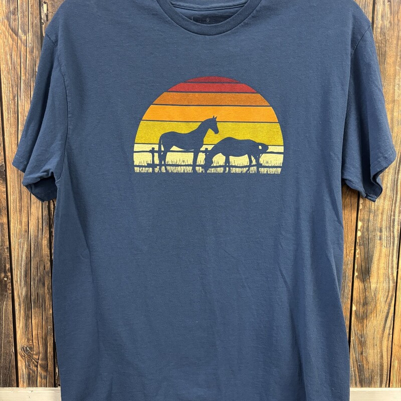 Blue Horse Sunset Tee, Size: M