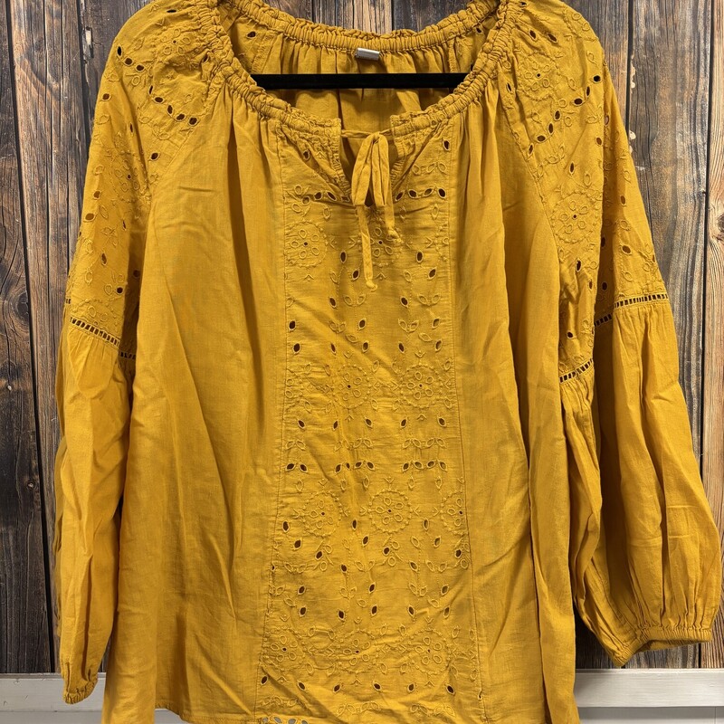 Goldenrod Eyelet Shirt, Size: XL