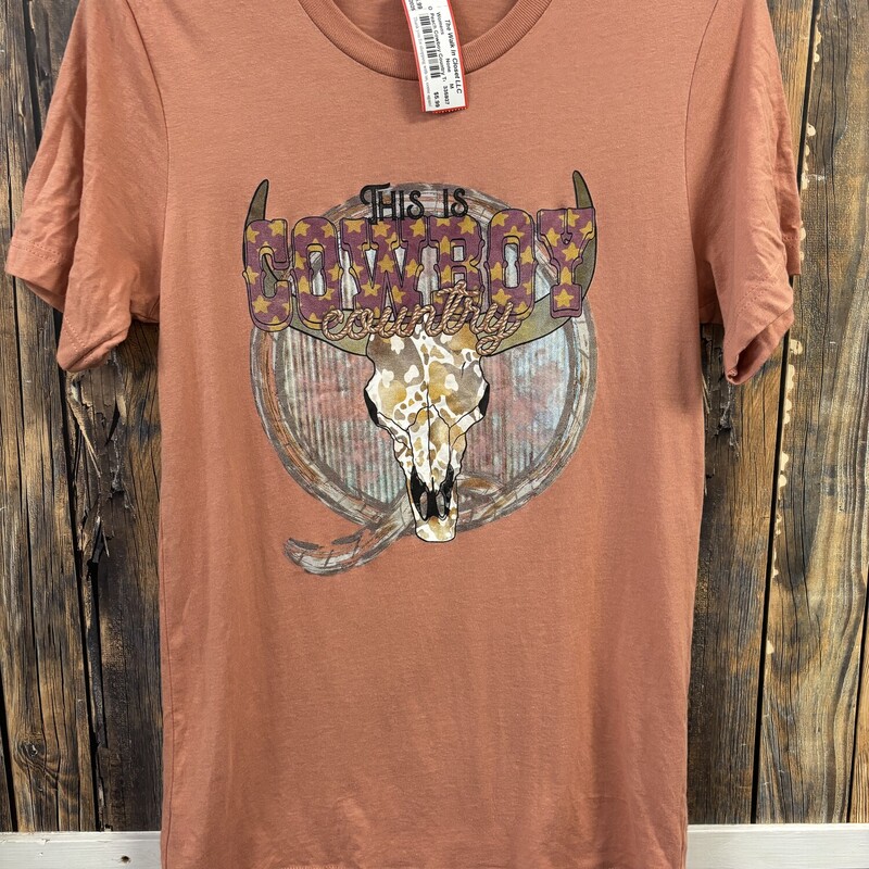 Peach Cowboy Country Tee, Size: M