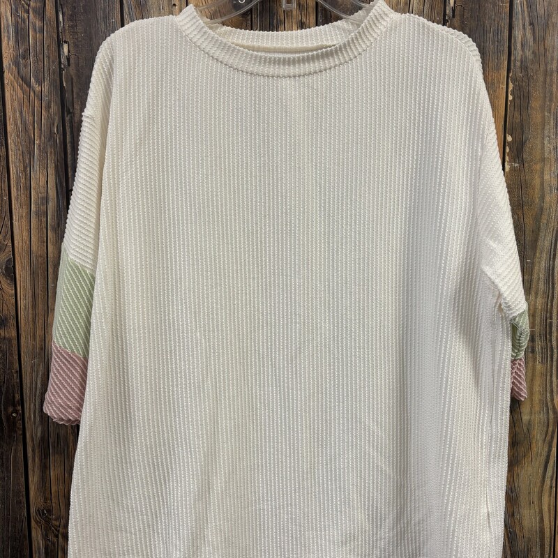 White Colorblock Top, Size: M