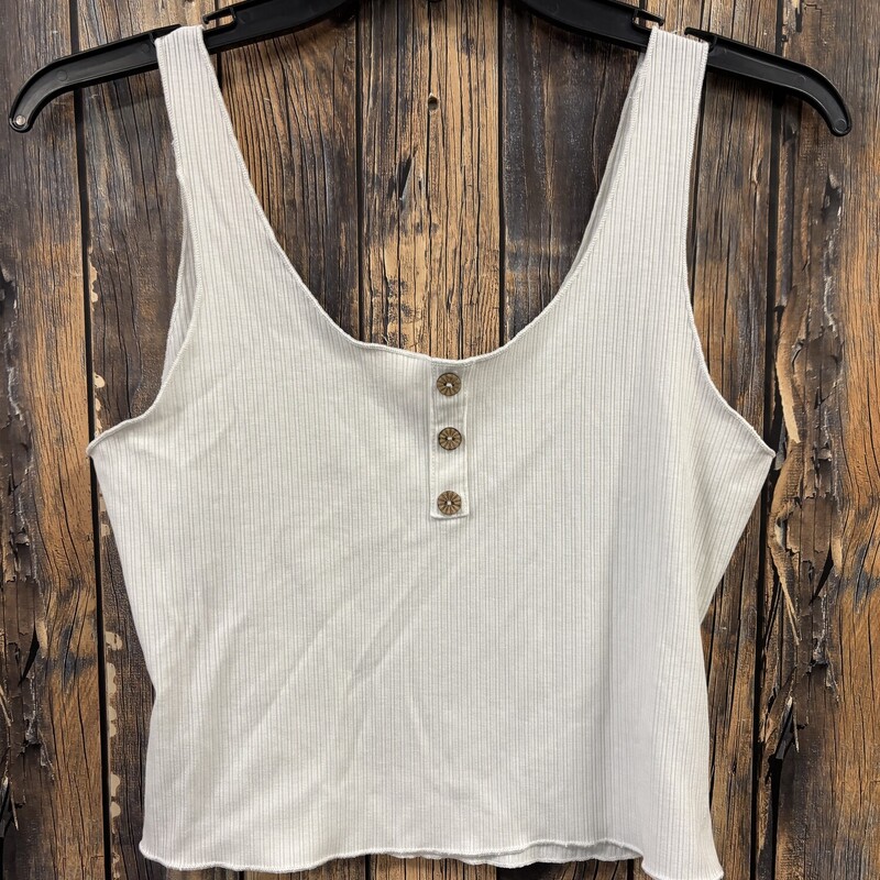 White Button Crop Tank, Size: S