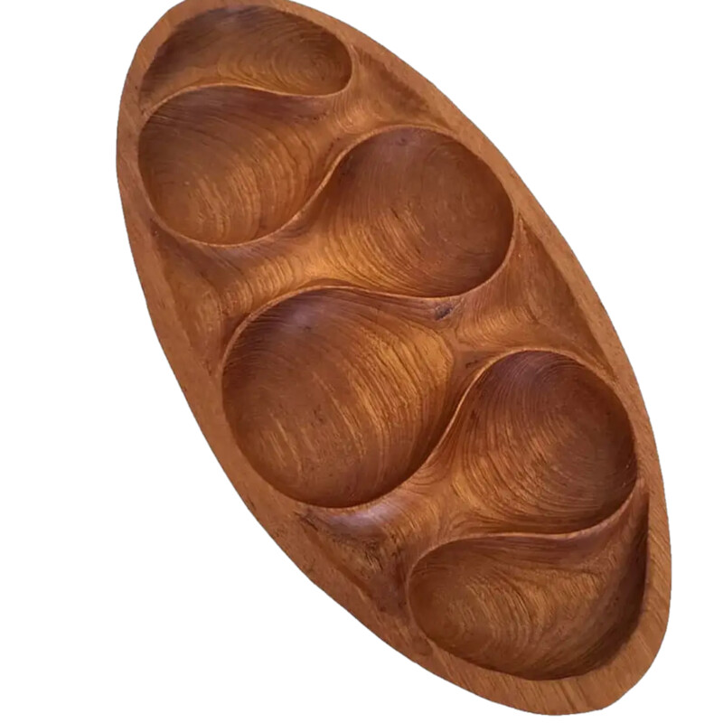 Laur Jensen Teak Wood Snack Tray Bowl
Brown, Size: 18x9
