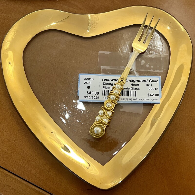 Plate & Fork  Annie Glass, Heart, Size: 8x8