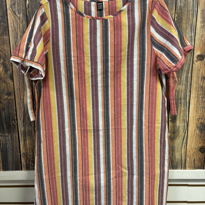 Striped Orange Dress, Size: M
