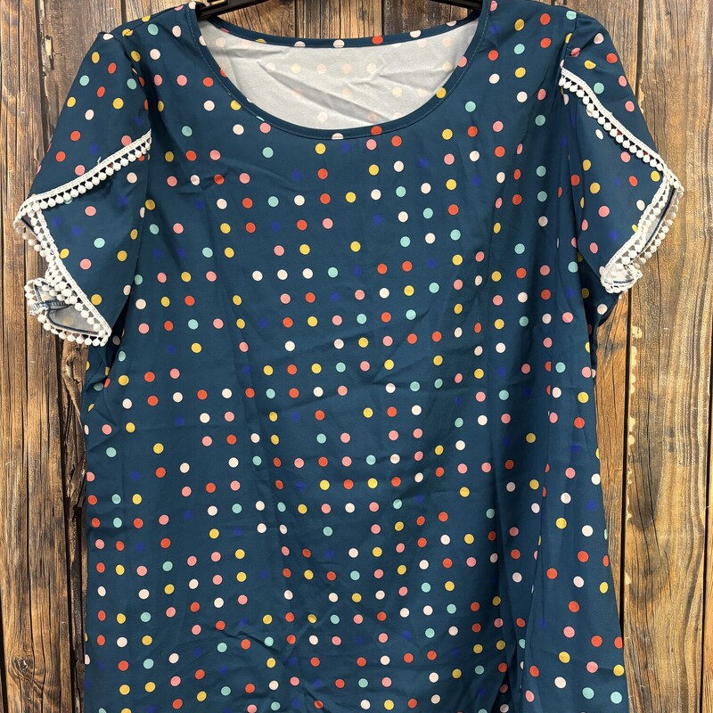 Teal Polka Dot Top, XL