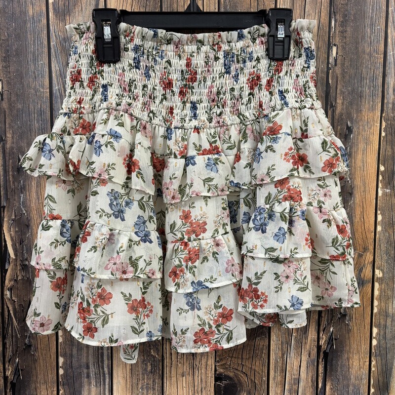 White Floral Skirt, Size: M