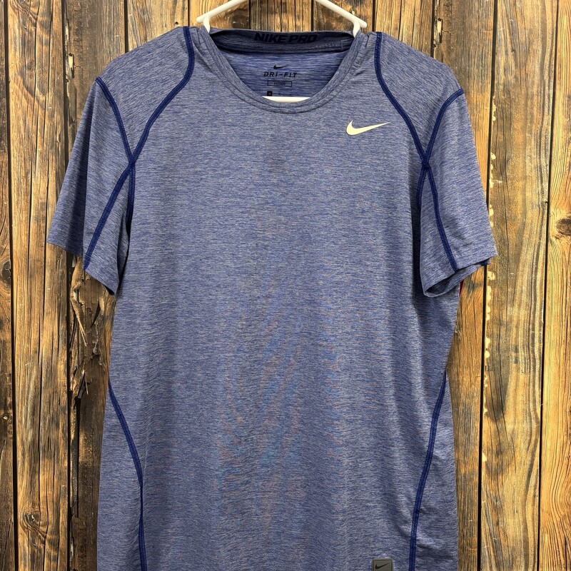 Blue Nike Pro Fitted Tee, Size: M