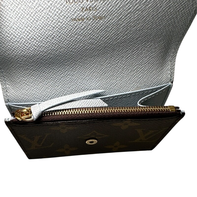 Louis Vuitton Rosalie Blue Monogram<br />
<br />
Code: Chipped<br />
<br />
Dimensions:<br />
4.3 x 3.1 x 1 inches<br />
(Length x Height x Width)<br />
<br />
In excellent condition.<br />
<br />
Comes with the original dust bag. No box.