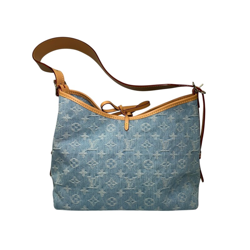 Louis Vuitton Carryall PM Monogram Denim<br />
<br />
Code: Chipped<br />
<br />
Dimensions:<br />
Length: 11 in<br />
Height: 9.5 in<br />
Width: 5.25 in<br />
Drop: 16.5 in<br />
<br />
In very good condition. Light stain on front of bag. Comes with the tag and pochette.<br />
<br />
Comes with the original dust bag. No box.