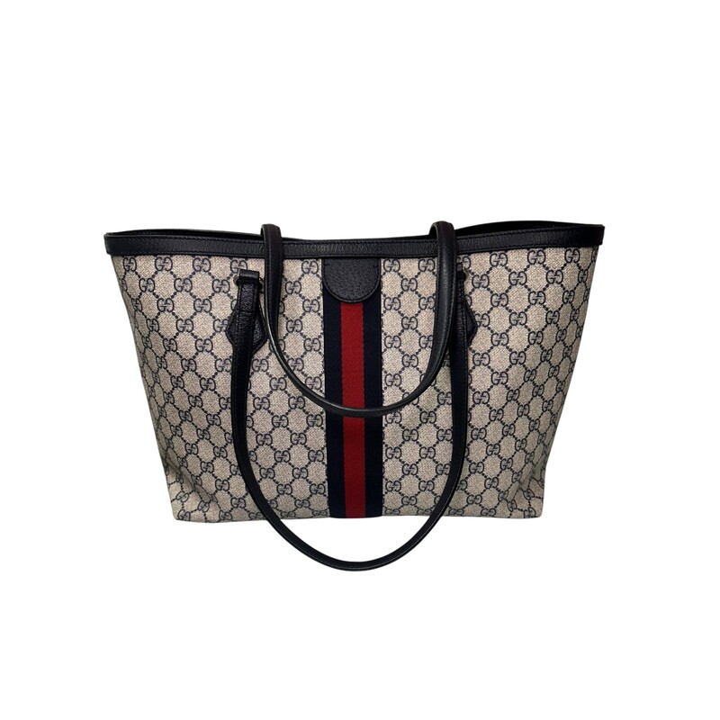 Gucci Ophidia Navy Tote<br />
<br />
Date Code: 631685 525040<br />
<br />
Dimensions: 15W x 11H x 5.5D<br />
<br />
In excellent condition.<br />
<br />
Comes with the original dust bag. No box.
