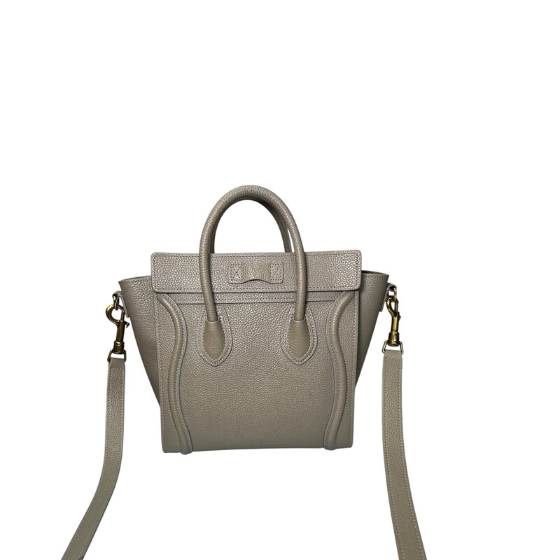 Celine Luggage Grained Leather Nano crossbody<br />
<br />
Style Code: F-AT 1271<br />
<br />
Dimensions:  8 H x 8’W x 4 D inches<br />
<br />
In very good condition. Some corner wear and some interior marks.<br />
<br />
Does not come with original dust bag or box.