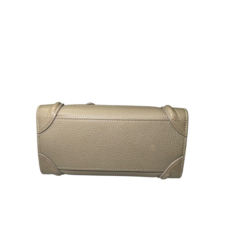 Celine Luggage Grained Leather Nano crossbody<br />
<br />
Style Code: F-AT 1271<br />
<br />
Dimensions:  8 H x 8’W x 4 D inches<br />
<br />
In very good condition. Some corner wear and some interior marks.<br />
<br />
Does not come with original dust bag or box.