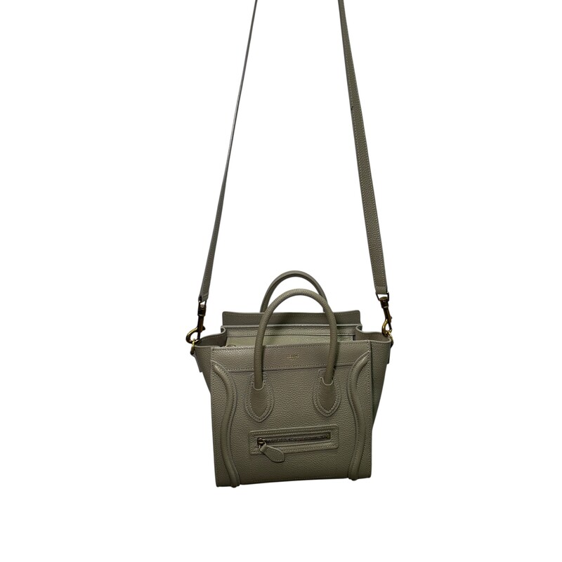 Celine Luggage Grained Leather Nano crossbody<br />
<br />
Style Code: F-AT 1271<br />
<br />
Dimensions:  8 H x 8’W x 4 D inches<br />
<br />
In very good condition. Some corner wear and some interior marks.<br />
<br />
Does not come with original dust bag or box.