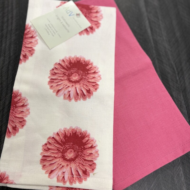 Pink Flower Tea Towel