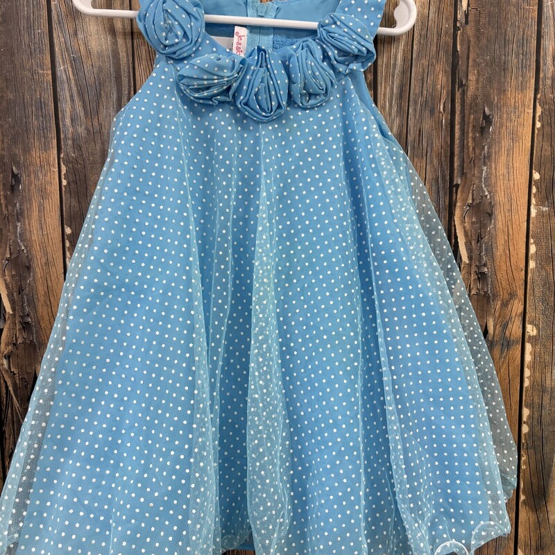 Blue Polka Dot Silky Dres
