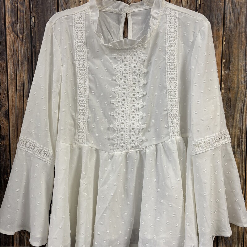 White Crochet Top, Size: XL
