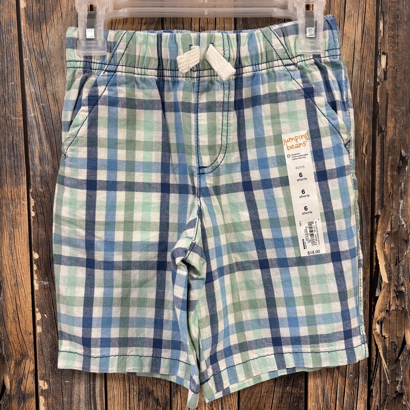 NWT Teal Plaid Shorts, Size: 6