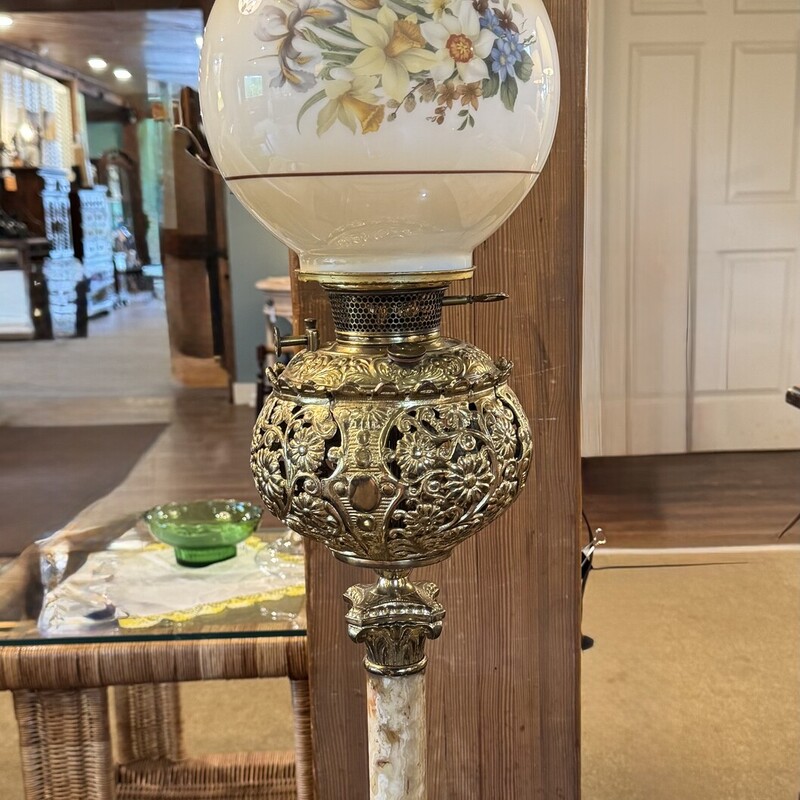 Vtg Brass & Marble Lamp