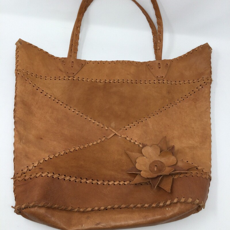Leather Handbag Flower Accents,
Tan,
Size: 17 X 23 In