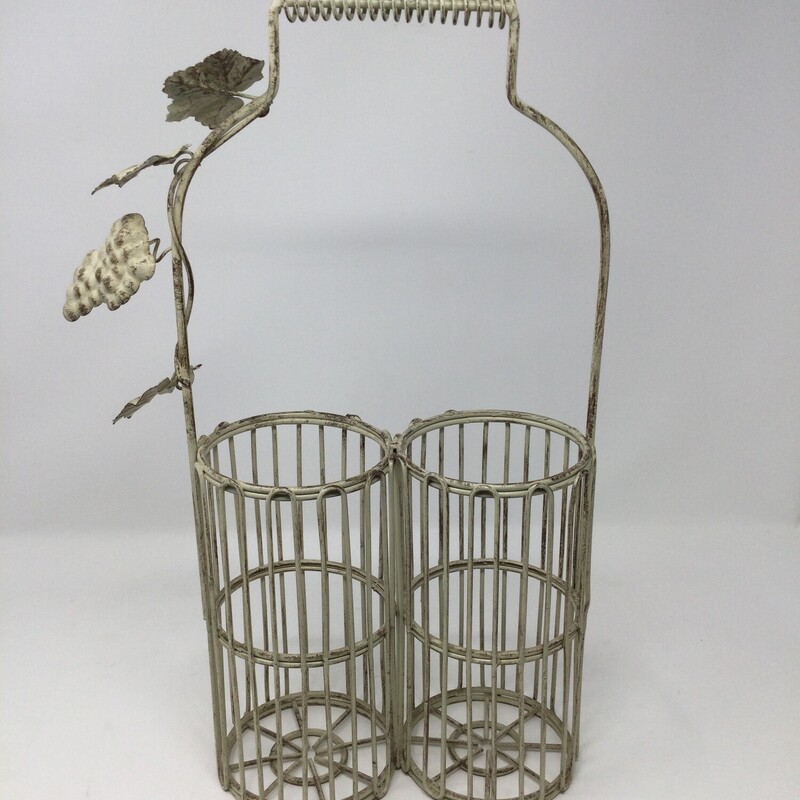 Metal Wine Bottle Carrier,
Cream,
Size: 11 X 16.5 In