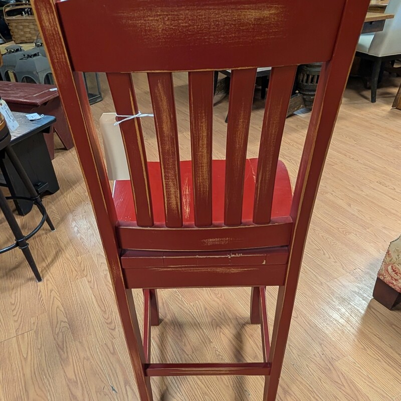 Slat Back Barstool, Red<br />
18w x 17d x 43h<br />
seat height 26in