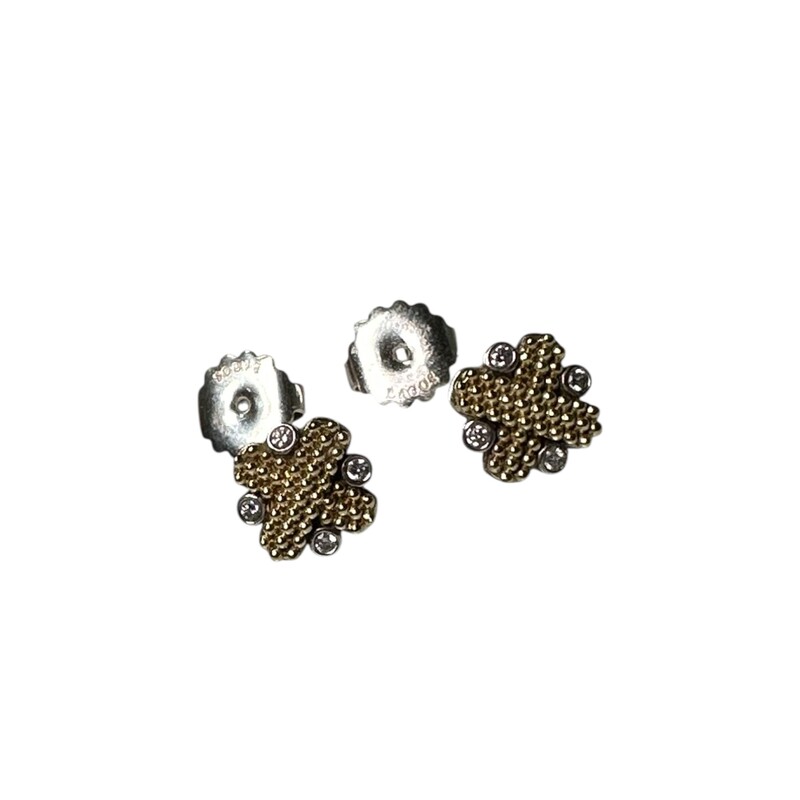 Lagos Two Tone  Yellow Gold & Silver Diamond
Earrings

Sterling Silver

18K Gold Post